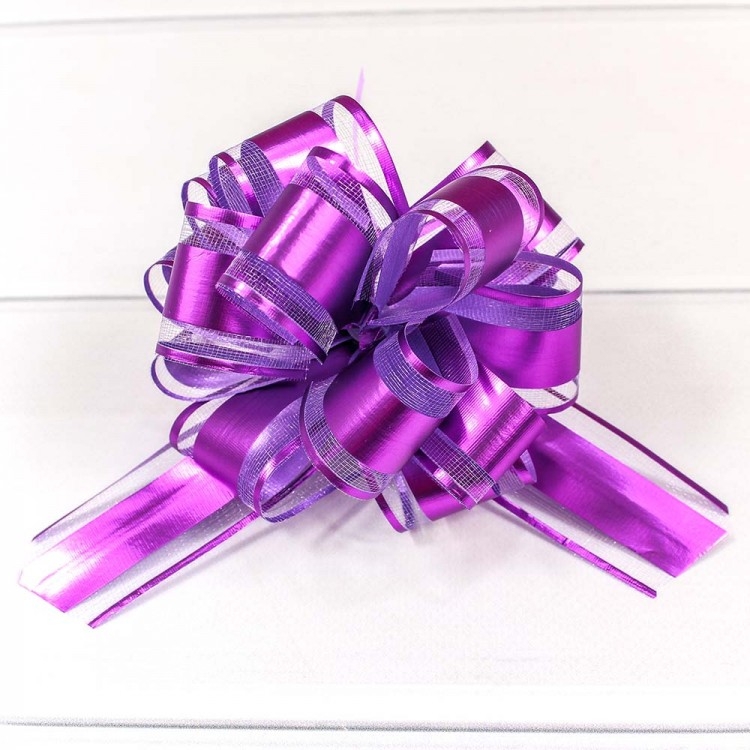 Бант-шар "Ажурный" с органзой Фиолетовый