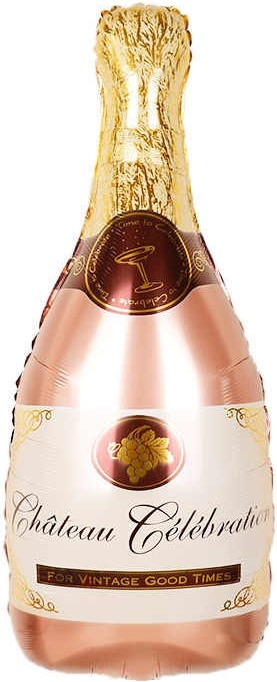 Шар Фигура Бутылка Шампанское вино, Розовое Золото (в упаковке)